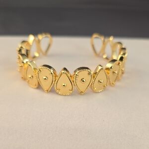 Elegant Gold Filled Adjustable Teardrop Bangle Bracelet